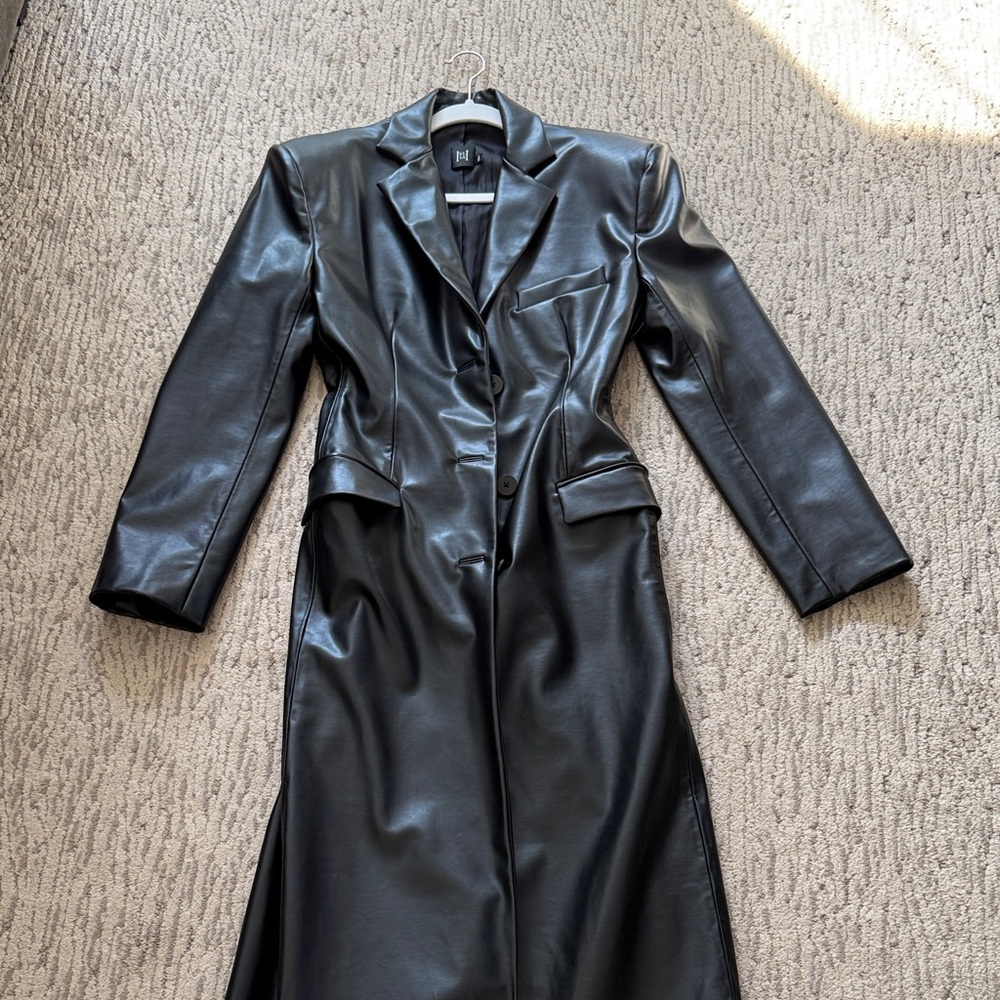 Helsa Black Leather Long Jacket
